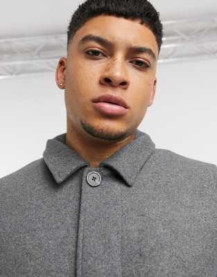 asos design wool mix overcoat in light gray