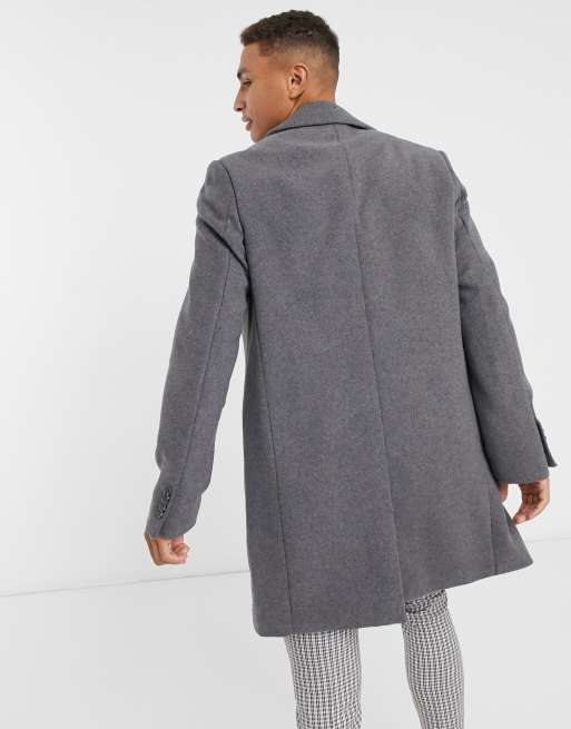 Asos design wool mix overcoat in light sales grey