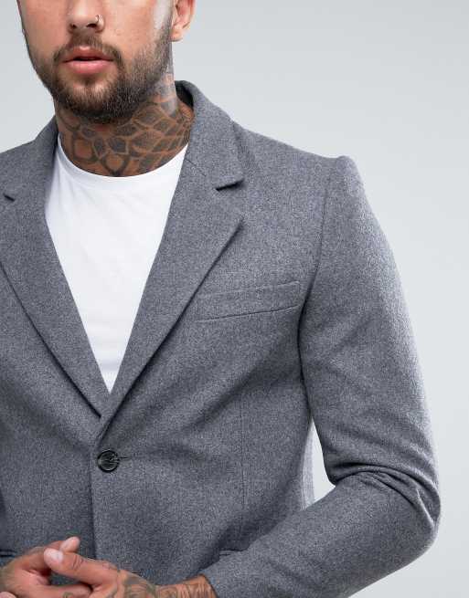 Asos design wool mix best sale overcoat in light grey