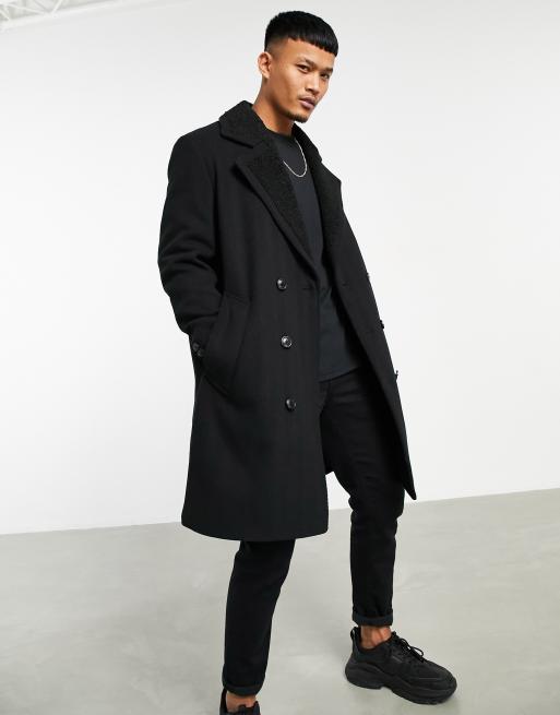 Asos mens black on sale coat