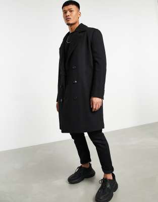 black wool blend overcoat