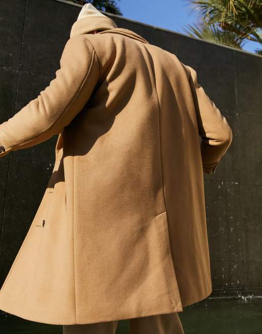 Asos design wool mix trench coat in on sale camel