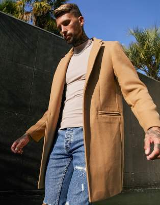 asos design wool mix overcoat