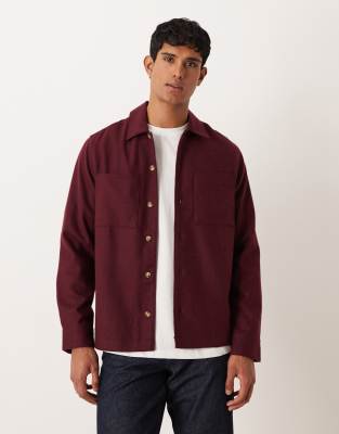Asos Design Wool Mix Overshirt In Red