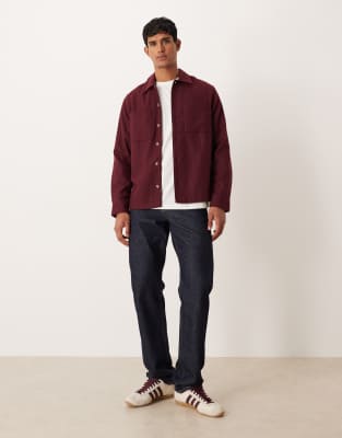 Asos Design Wool Mix Overshirt In Red