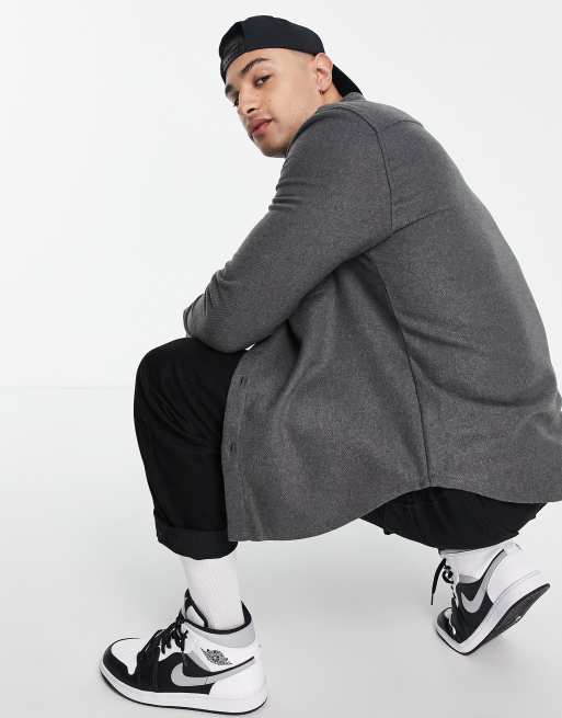 ASOS DESIGN wool mix overshirt in charcoal, 2 of 4