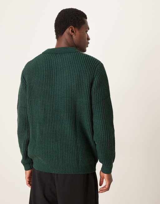 ASOS DESIGN wool mix oversized heavyweight quarter zip rib