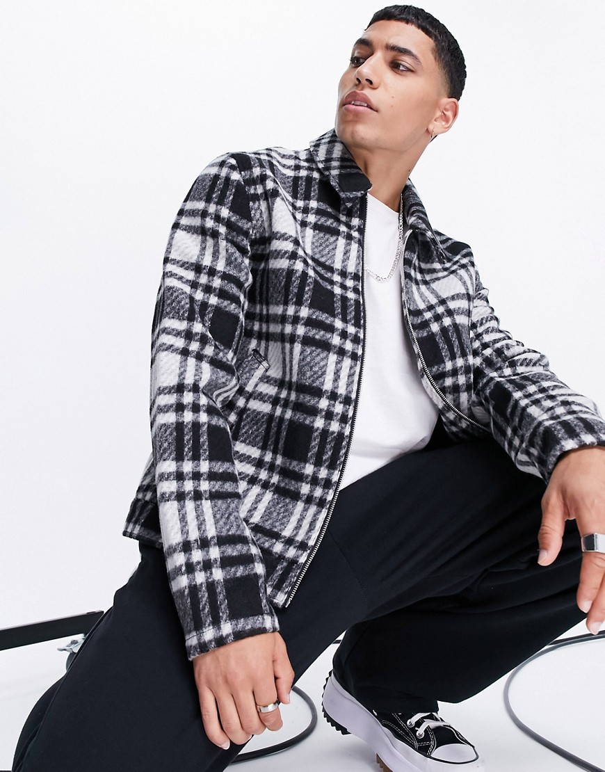 ASOS DESIGN wool mix shacket in black and white check