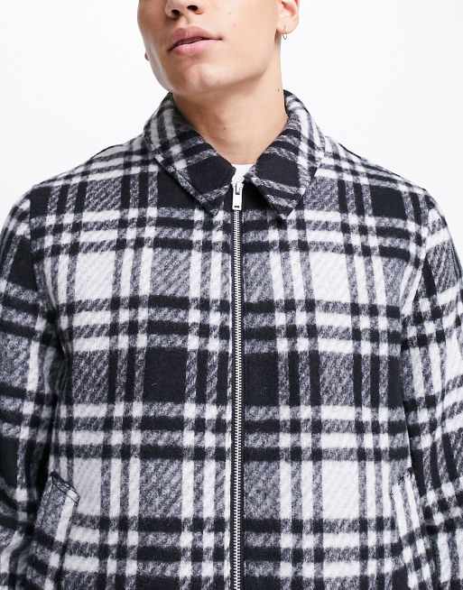 ASOS DESIGN wool mix shacket in black and white check, 3 of 4