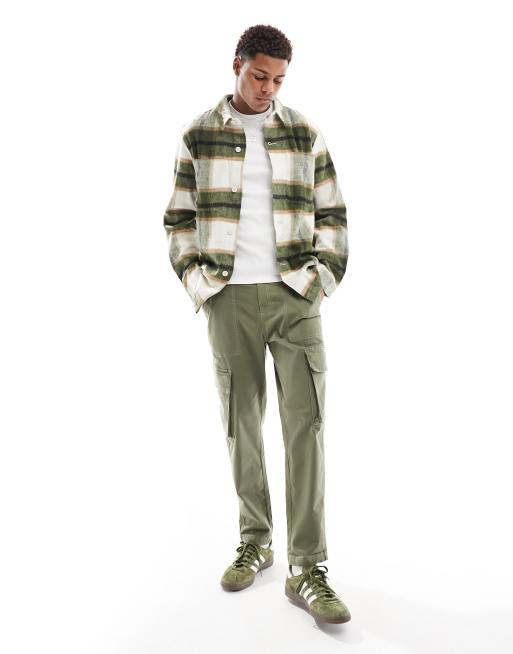 ASOS DESIGN wool mix shacket in green check | ASOS