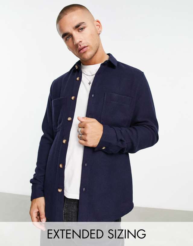 ASOS DESIGN - wool mix shacket in navy