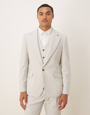 Asos Design Wool Mix Skinny Suit Jacket In White