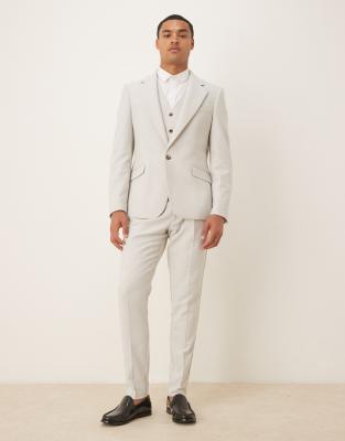 Asos Design Wool Mix Skinny Suit Pants In White