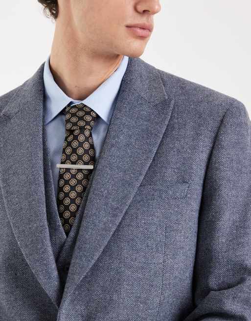 ASOS DESIGN wool mix slim suit jacket in gray herringbone, 5 of 5