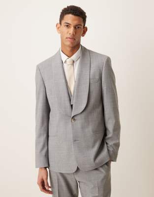 Asos Design Wool Mix Slim Suit Jacket In Grey