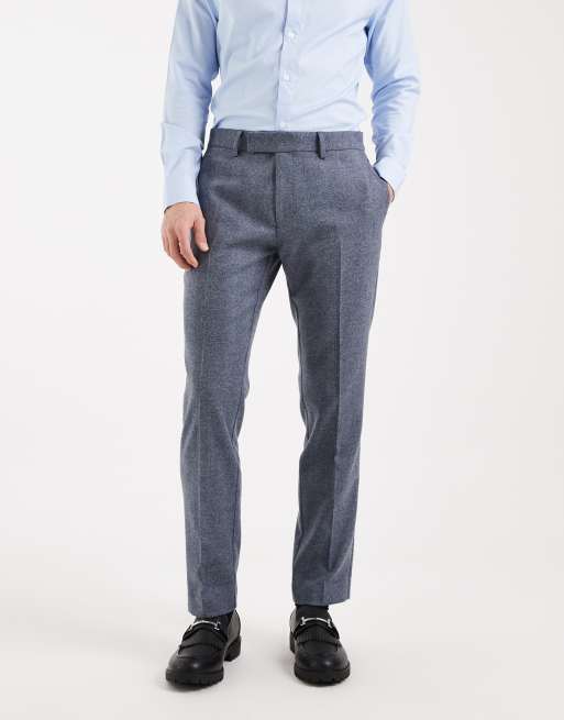 ASOS DESIGN wool mix slim suit trousers in grey herringbone, 2 of 5