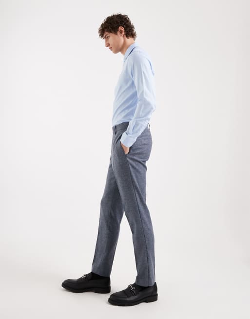 ASOS DESIGN wool mix slim suit trousers in grey herringbone, 3 of 5