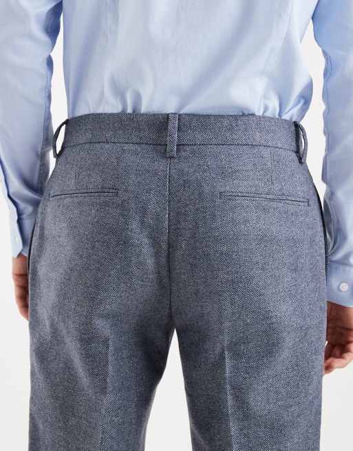 ASOS DESIGN wool mix slim suit trousers in grey herringbone, 4 of 5