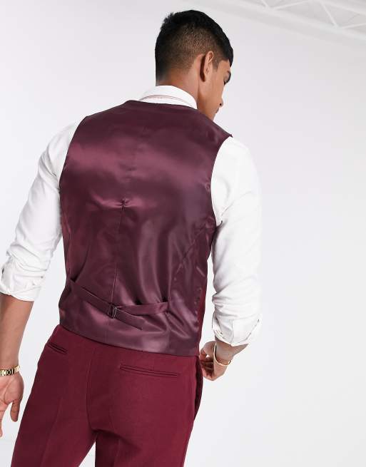 Men's Fur Lined Quilted Monogram Vest - Burgundy – Platini Fashion