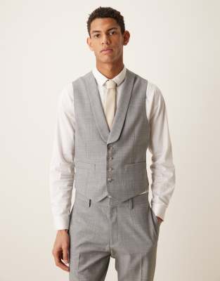 Asos Design Wool Mix Slim Suit Vest In Gray