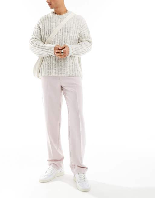 ASOS DESIGN wool mix straight leg pants in dusty pink