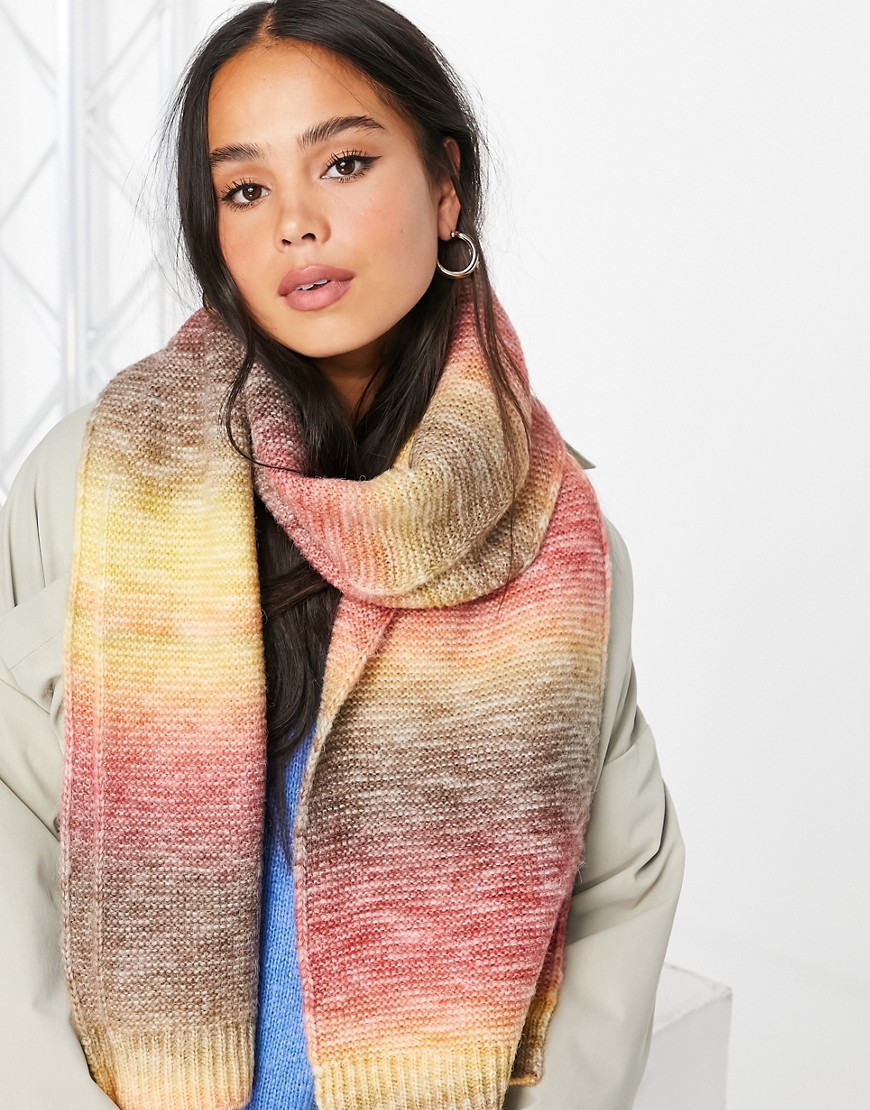 ASOS DESIGN wool mix tonal scarf in neutral tones-Multi