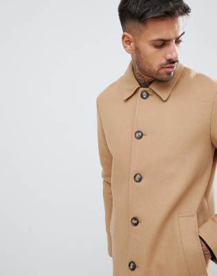 ASOS DESIGN wool mix trench coat in camel