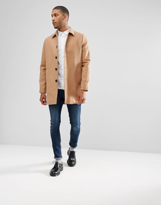 ASOS DESIGN wool mix trench coat in camel ASOS