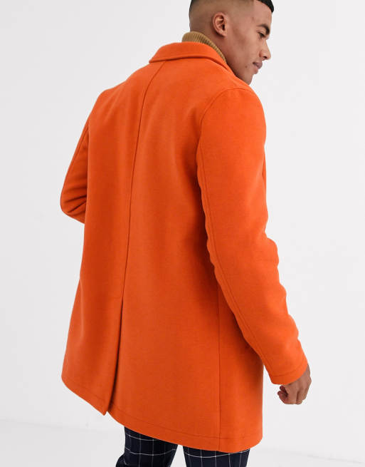 Orange wool coat mens sale