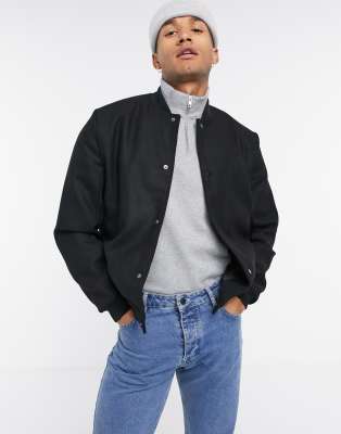 wool varsity jacket black