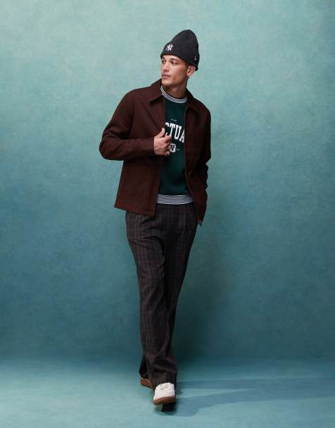 ASOS DESIGN wool mix worker jacket in brown - view 1