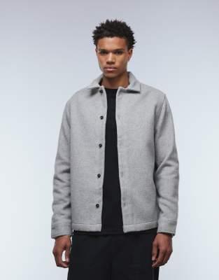 Asos Design Wool Overshirt In Gray