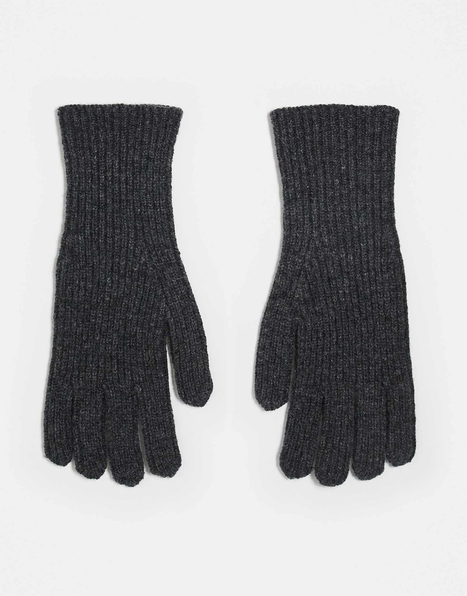 ДИЗАЙНЕРСКИЕ шерстяные перчатки ASOS в рубчик цвета древесного угля