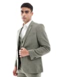 [ASOS DESIGN] ASOS DESIGN wool rich slim suit jacket in green herringbone Chest 36 Regular GREEN