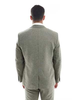 Asos Design Wool Rich Slim Suit Jacket In Green