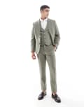 [ASOS DESIGN] ASOS DESIGN wool rich slim suit pants in green herringbone W36 L32 GREEN
