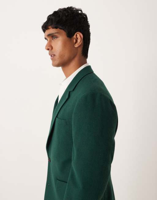 ASOS DESIGN wool slim suit jacket in dark green, 4 of 5