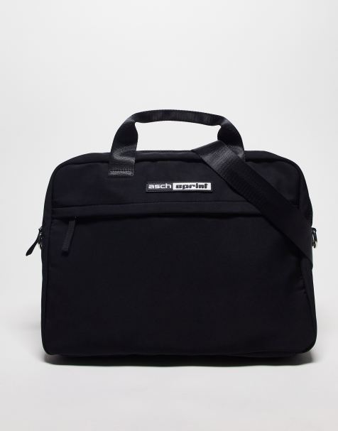 ASOS DESIGN holdall doctors bag in black faux leather and gold trims