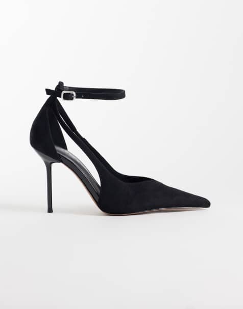 ASOS DESIGN work stiletto pumps in black suedette - view 1