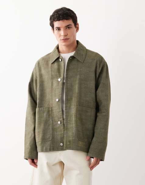ASOS DESIGN – Worker-Jacke aus Baumwolle in Khaki - view 1