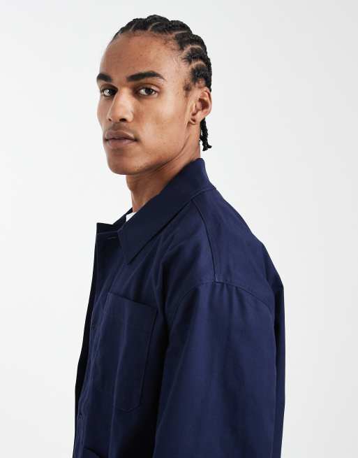 ASOS DESIGN – Worker-Jacke in Marineblau mit Oversize-Schnitt, 4 von 5