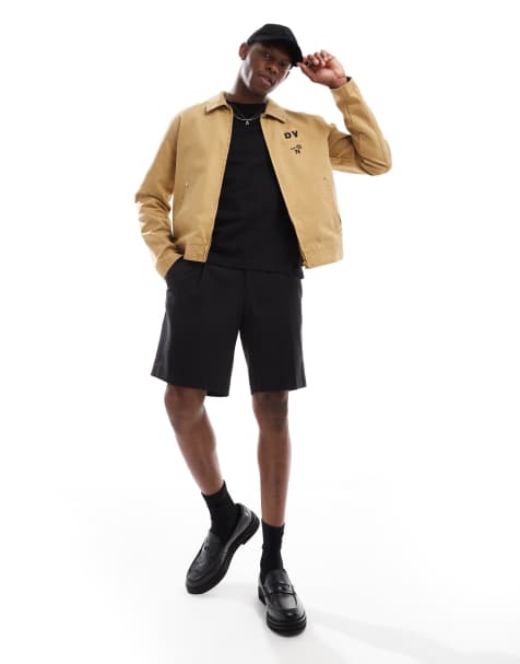 ASOS DESIGN – Worker-Jacke in Steinbeige mit Brust-Print - view 1
