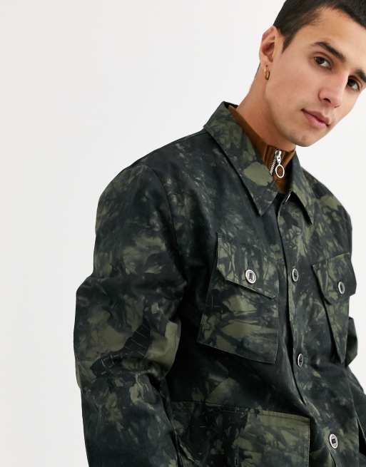 ASOS DESIGN camo worker jacket in green