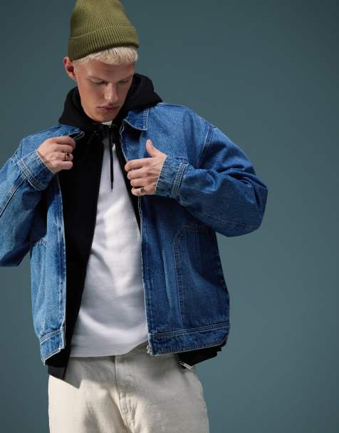 ASOS DESIGN – Worker-Jeansjacke in verwaschenem Mittelblau mit Oversize-Schnitt - view 1