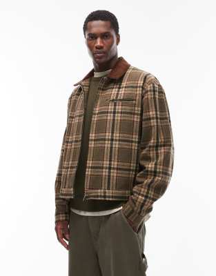 Workwear-Jacke in kariertem Grün Grün S