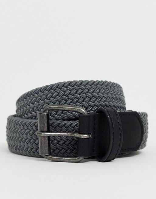ASOS DESIGN woven belt in grey