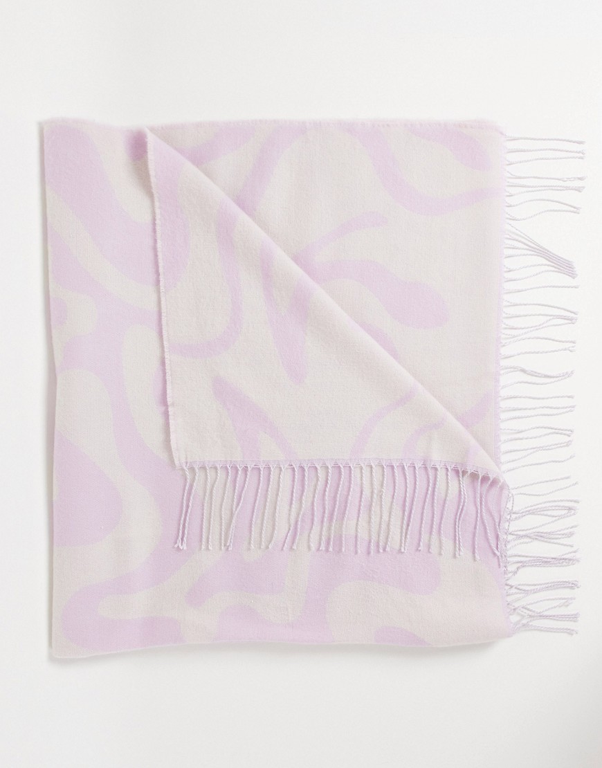 ASOS DESIGN woven blanket in abstract print in pink-Multi