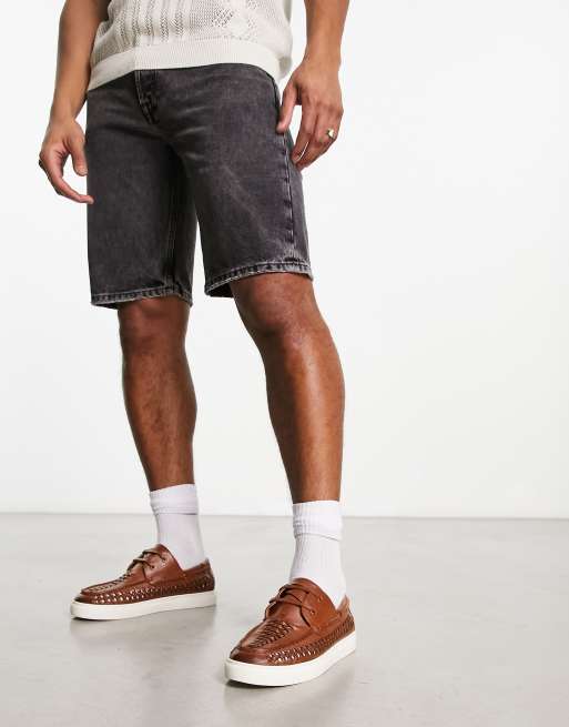 ASOS DESIGN boat shoes in brown leather with rubber soles