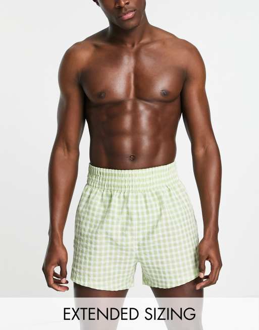 ASOS DESIGN woven boxer in pale green with thick waistband