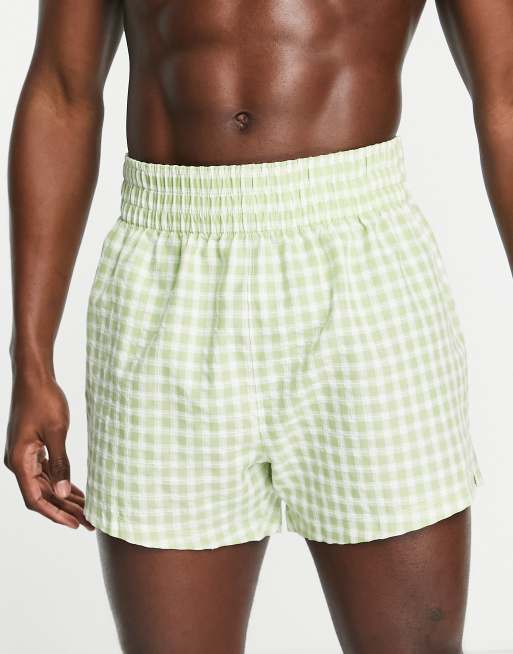 ASOS DESIGN woven boxer in pale green with thick waistband